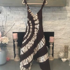 INC BROWN TIE DYED MAXI DRESS SIZE LARGE